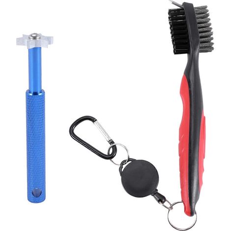 Rillenschärfer und ausziehbare Bürste für Golfschläger, blau und rot (1/5)