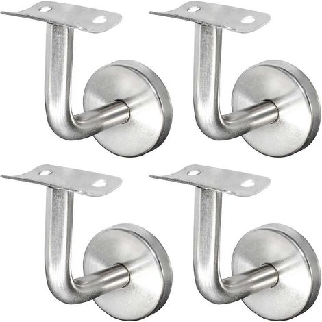 Stainless Steel PVC201 Movable Head Corridor Wall Stair Handrail Bracket Accessories Wall Bracket Seven-Character Bend (4 Pcs) (1/4)