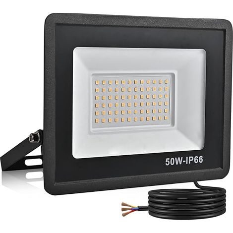 Outdoor LED Floodlight, 50W 5000LM Outdoor LED Spotlight, 6000K Outdoor LED Floodlight, IP66 Waterproof Security Lighting for Garden, Garage, Yard, Parking (Cool White, 50 W) (1/5)