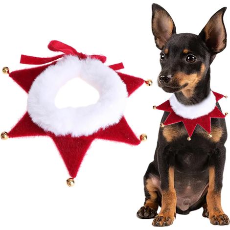 Collier de Noel Chien Chat, Colliers Costume Noël Écharpe Réglable pour Animaux de Compagnie, Cadeau Rouge Deguisement Accessoire Vêtements Décoration Noël pour Petits Moyens Grands Chiens Chats (M) (1/5)