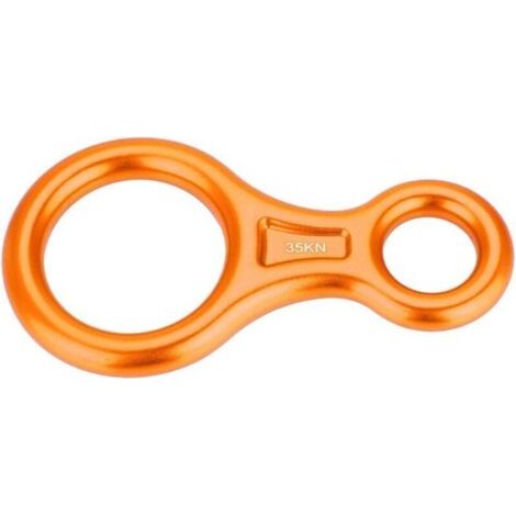 BUNTHAUS Lntyq Anneau d'escalade 8, descendeur de Corde Haute résistance 35KN en Alliage d'aluminium Figure 8 descendeur de Corde Anneau de Descente d'escalade Durable pour l'escalade(Orange) (1/5)