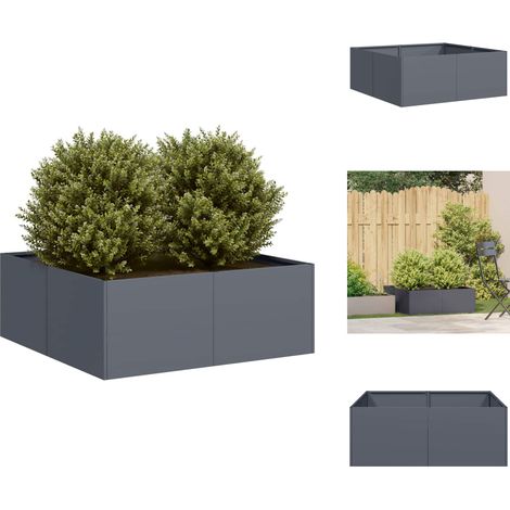 Jardinière anthracite 80x80x30 cm acier - Jardinière - Jardinières - Pot De Fleurs - Support De Jardinière (1/5)