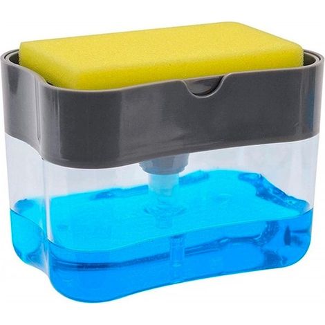 Dispensador de detergente para lavavajillas 2 en 1 para esponja de cocina