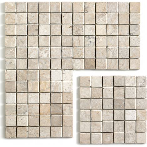 Pegane – Carrelage mosaïque en marbre naturel blanc 30x30 cm – Boîte de 11 plaques – Pour mur et sol – Épaisseur 0,9 à 1 cm – 1 m² (1/4)
