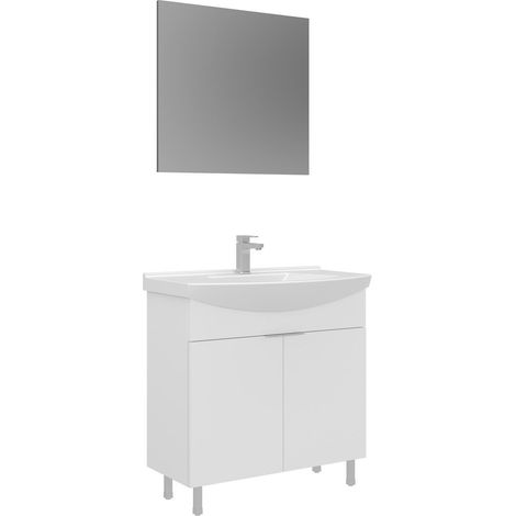 Ensemble Meuble Vasque avec Miroir (2 Pièces) "Purus 80" - 80 x 50 x 83 cm - White (1/4)