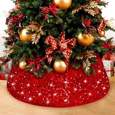 Jupe de sapin Noël à paillettes x cm collier Noël. 60 40 rouges (1/4)
