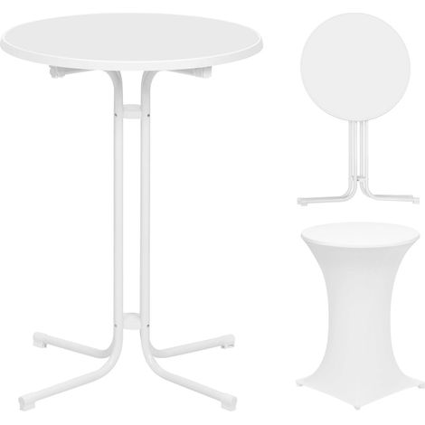 Woltu – Table haute pliante ronde 80cm – Cadre métal robuste – Panneau de particules classe E1 – Capacité 80kg – Housse de table incluse (1/5)