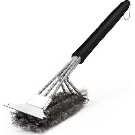 Filiyano-Brosse pour nettoyer le gril, brosses de nettoyage en métal avec brosse métallique ou grattoir à cheminée, 43,5 x 7 cm (1/4)