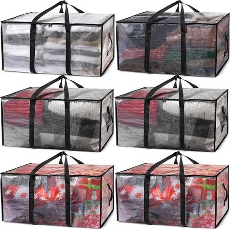 Bolsas de almacenamiento, cajas de mudanza grandes y bolsas de almacenamiento, bolsas de embalaje extragrandes, para mudanzas de residencias estudiantiles, decoraciones navideñas, paquete de 6, 73x35x (1/5)