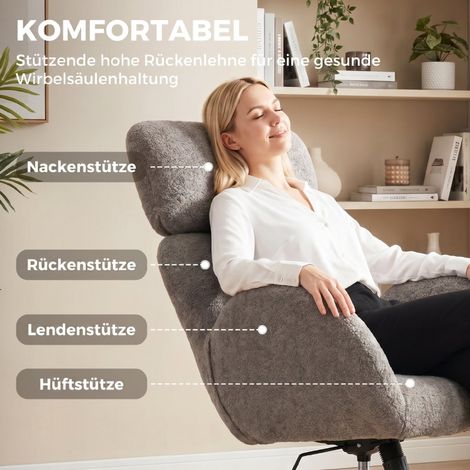 Fauteuil de bureau gris en tissu velours, chaise pivotante réglable en hauteur, base en acier, assise rembourrée, usage professionnel. (1/5)