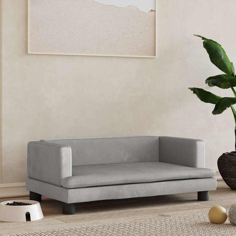 Lit pour chien gris clair 80x45x30 cm velours (1/5)