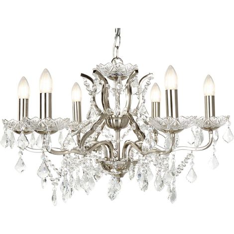 Searchlight Paris - Lustre à 6 ampoules au fini argent satiné, E14 (1/3)