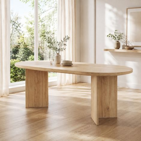 Tavolo da pranzo 200 x 90 cm per 6-8 persone, MDF, rovere DESVIAE (1/5)