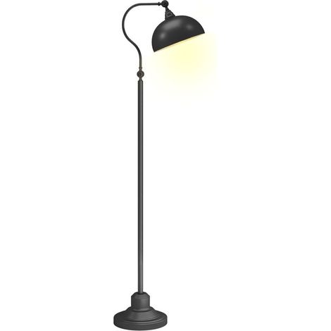 Lampadaire sur pied salon rotatif à 180°, lampe à arc avec abat-jour réglable, interrupteur à pied, 42x25,5x152cm, noir
