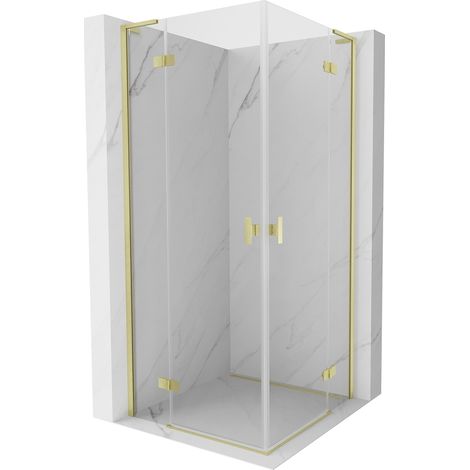 Cabine de douche battante Mexen Mist-H L Duo 70 x 70 cm, transparent, or brossé - 8A5L-070L-070P-55-00 (1/5)