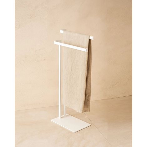 Exagonshop Piantana portasciugamani in acciaio bianco opaco