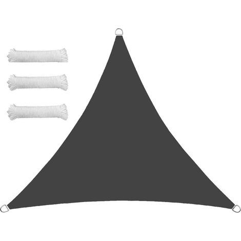Voiles d'ombrage pour Patio Triangulaire Rectangulaire Voile d'ombrage avec Corde Libre Imperméable Résistant UV98% pour Jardin Terrasse Camping Piscine Extérieur Balcon 1.6x1.6x1.6m Anthracite (1/5)