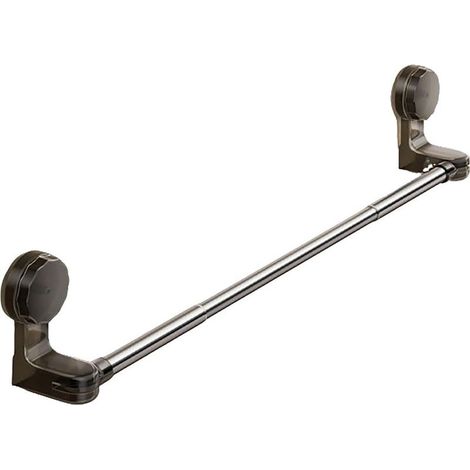 Extendable suction cup towel bar, 11.8 to 23.6 inches, black stainless steel (black) (1/5)