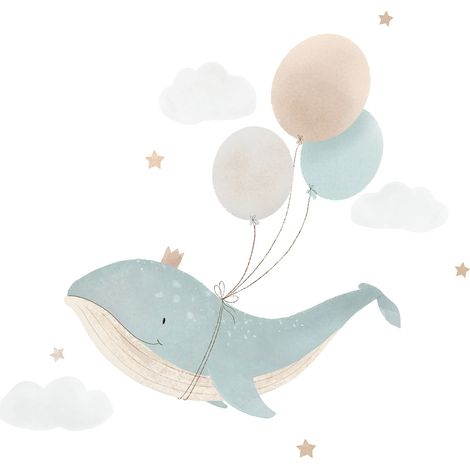 Papier peint panoramique Enfants - Baleine - 130 cm x 130 cm (1/2)