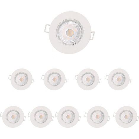 Spot LED Encastrable 5W IP65 Ø72mm Blanc - Pack de 10 / Blanc Chaud - SILUMEN (1/5)