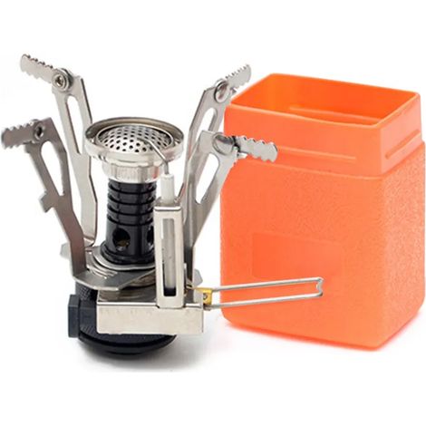 Réchaud à gaz portable mini, pliable, puissant et résistant, idéal pour le camping. Réchaud à gaz intégré, allume-gaz pliable et réchaud de cuisine portable. (1/5)