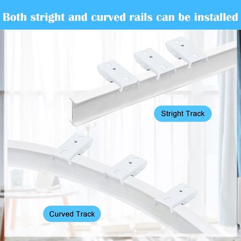Support de plafond en 18 pièces pour tringles/rails à rideaux, universel et à montage par le haut, comprenant un ensemble complet de mastic fileté. (1/5)