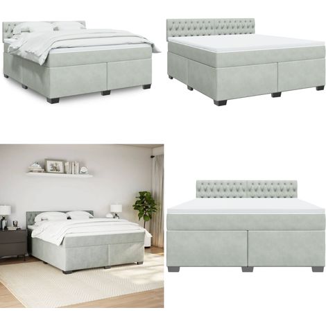 vidaXL Boxspringbett mit Matratze Hellgrau 180x200 cm Samt (1/5)