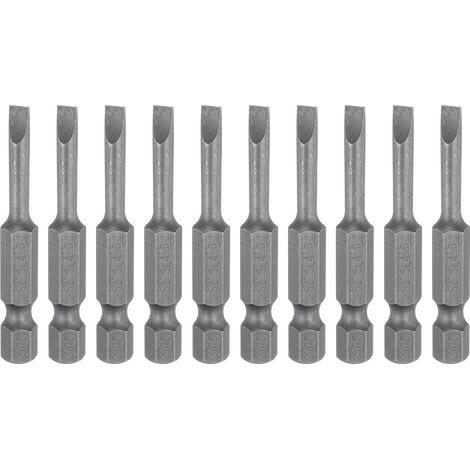 10Pcs Embouts de Tournevis à Fente Magnétiques Sl4 4mm en Acier S2 Embout de Tournevis Plat 1/4" Tige Hexagonale Embout de Tournevis de 2" de Long (1/5)