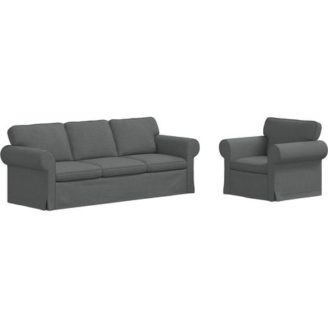 Ensemble de Canapés 2 pcs  Salon de jardin Gris foncé 215 x 82 x 80 cm tissu