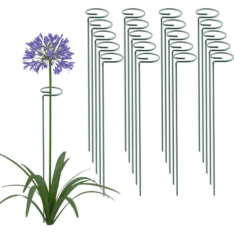 20 Pack 16 Inch Plant Support Stakes, Metal Single stemmed Flower Support Hoops，Garden Plant Stakes Plant Prop for Amaryllis Orchid Lily Rose Peony Tomatoes Gladiolus (1/5)