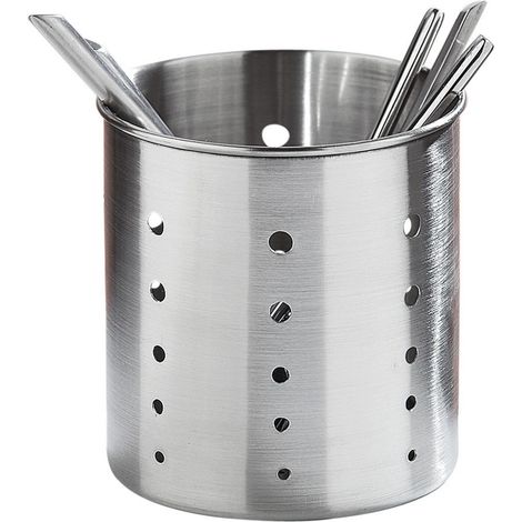Interiors by Premier Stainless Steel Cutlery Caddy, Metal Silverware Holder with Holes, Stainless Steel Kitchen Cutlery Holder