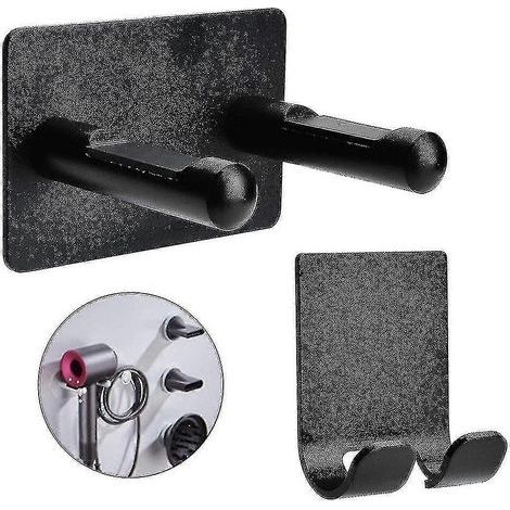 Support de sèche-cheveux en aluminium sans perçage, avec prise pour sèche-cheveux de toilette et support de rangement en alliage d'aluminium pour sèche-cheveux ultrasonique. (1/5)