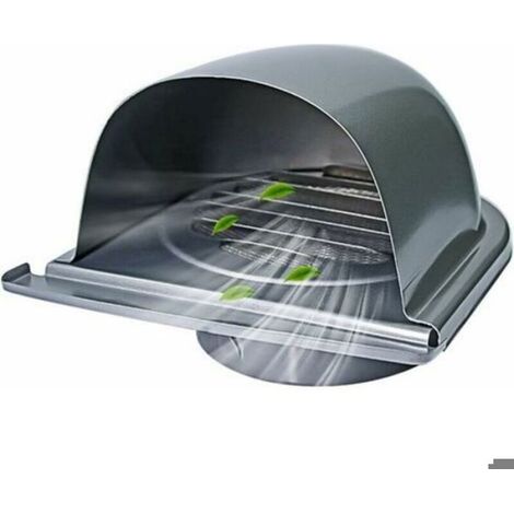Grille d'aération inox - Inox 100 mm - Ronde extérieure - Filet anti-insectes - Lamelles 45° (1/4)