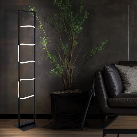 Lampada da terra a LED lampada da terra lampada da soggiorno lampada da ufficio lampada da camera da letto, metallo nero alluminio bianco plastica, 26W 860lm 3000K bianco caldo, H 135,4 cm