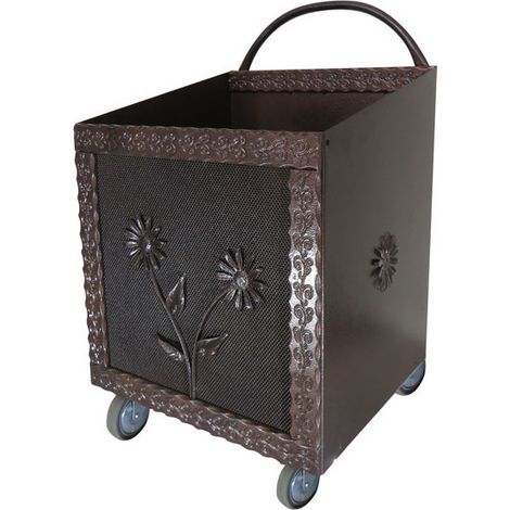 Porta pellets con ruedas negro de 37x42 cm, altura 57 cm