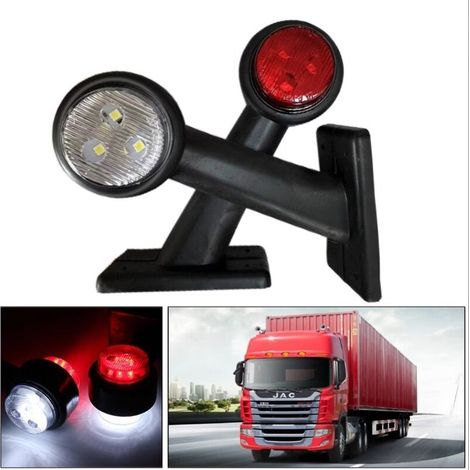 Lot de 2 feux de gabarit de remorque, 2 x 8 LED, 12 V, blanc et rouge, pour remorque, camion, caravane, 15 cm-DOU
