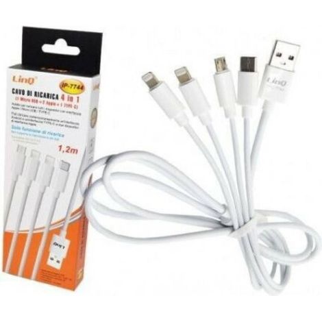 Trade Shop - 4-IN-1-Micro-USB-Typ-C + 2 Lightning-Ladekabel für iPhone LINQ IP-7744 -