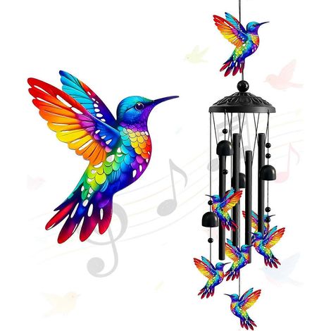 Carillon colibri d'extérieur commémoratif à son grave pour terrasse porche balcon et jardin (1/5)