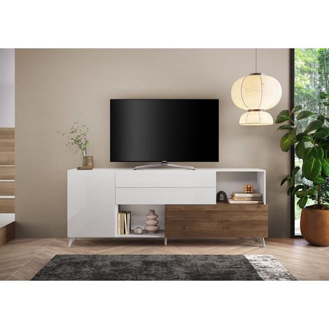 Buffet/bahut 241 cm chêne mercure/blanc laqué Minorka (1/4)