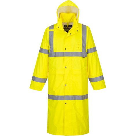 Gabardina extra larga impermeable de alta visibilidad 122cm PORTWEST H445 5XL Amarillo