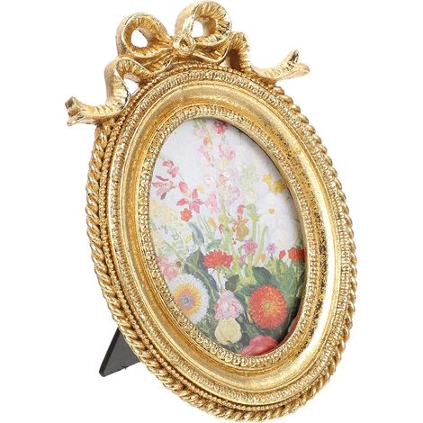 Cadre Photo Décoratif Vintage en Résine et Bois, Porte-photo Portable et Exquis pour Décoration Quotidienne de Table ou Murale (1/5)
