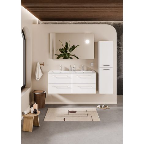 Meuble NEPTUNE Blanc 120 cm - Miroir Elégance (1/5)