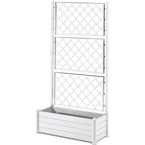 Fioriera con vaso largo cm 100 Spalliera Grigliata alta cm 195 separe' bianco graticola rampicante modulabile e componibile per Esterni Giardini Terrazze separatore ambienti locali commerciali (1/4)