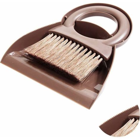 Ensemble pelle et balayette multifonctionnel, mini pelle à poussière avec manche rond pour la cuisine (marron) (1/5)