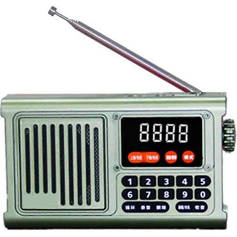 DAB radio: portable emergency charging Bluetooth speaker (AM/FM radio, mini retro ham speaker, grass green) (1/5)