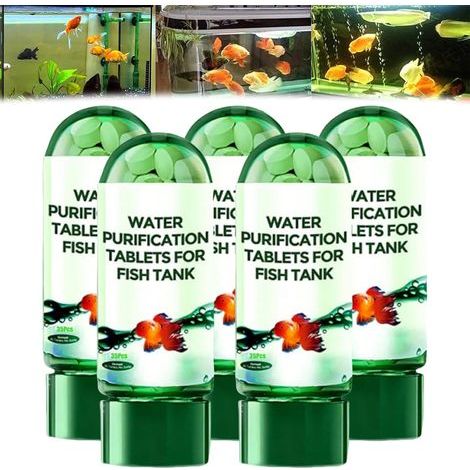 Comprimés Puissants de Purification d'eau d'aquarium pour Bac à Poissons, Lot de 35, Comprimés de Purification d'eau pour Aquariums éliminant la Turbidité, éliminent la Turbidité de l'eau (5 pièces) (1/5)