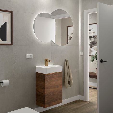 Meuble bain suspendu AIDA 1 porte couleur Or mat largeur