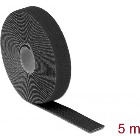 Delock Cinta de gancho y bucle en rollo LA 5 m x AN 20 mm negra