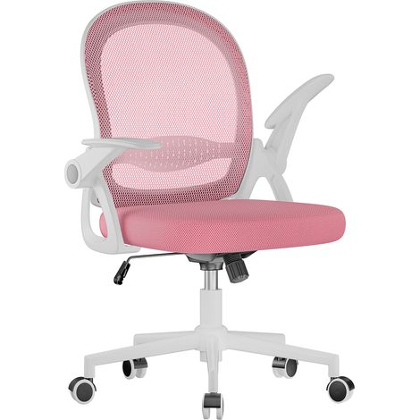 Ergonomic Mesh Office Chair with Flip-Up Arms Lumbar Support Pink