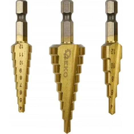 Satz von 1/4"-Sechskant-Kegelbohrern, 3 Stück (3-12,4-12,4-20 mm) (100) (1/3)